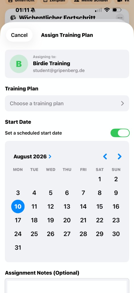 Assign training plan